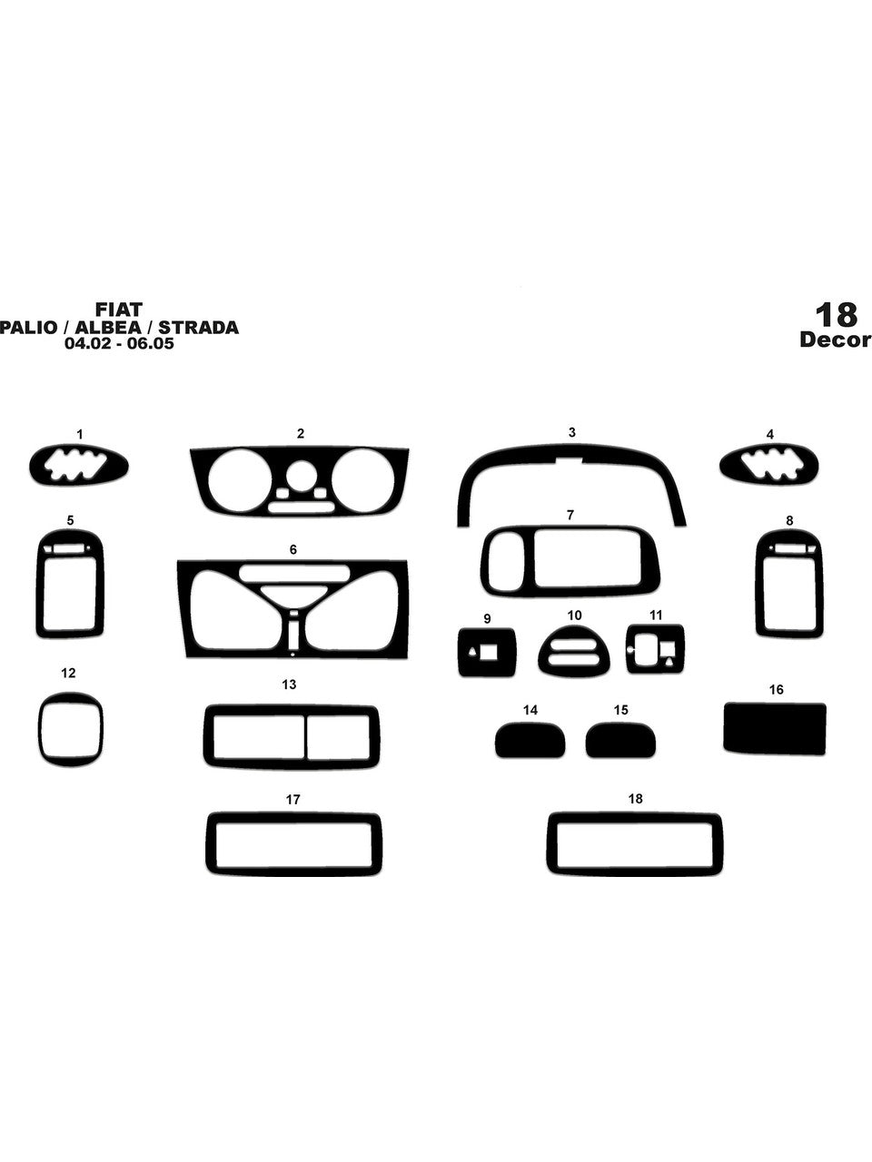 Fiat Palio / Albea / Strada 2002-2005 pcs 18 parça Torpido Kaplama