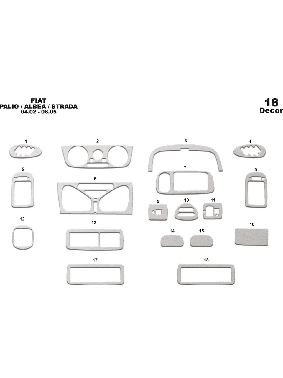 Fiat Palio / Albea / Strada 2002-2005 pcs 18 parça Torpido Kaplama