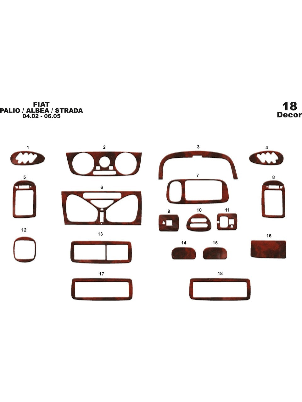 Fiat Palio / Albea / Strada 2002-2005 pcs 18 parça Torpido Kaplama