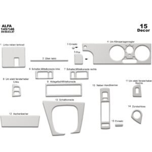 Alfa 145 / 146 1994-1997 pcs 15 Fit Interior Dash Trim Cover Kit Wood