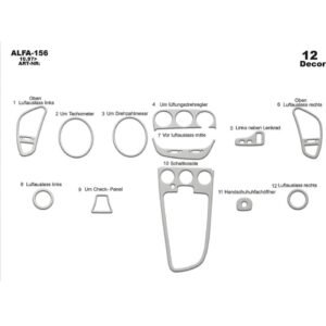 Carbon Fiber Look Dash Trim Kit for Alfa 156 1997 > pcs 12 Maun Kaplama