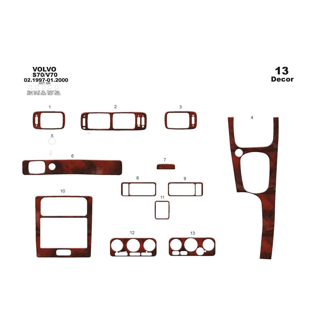 dash trim maun kaplama volvo s70