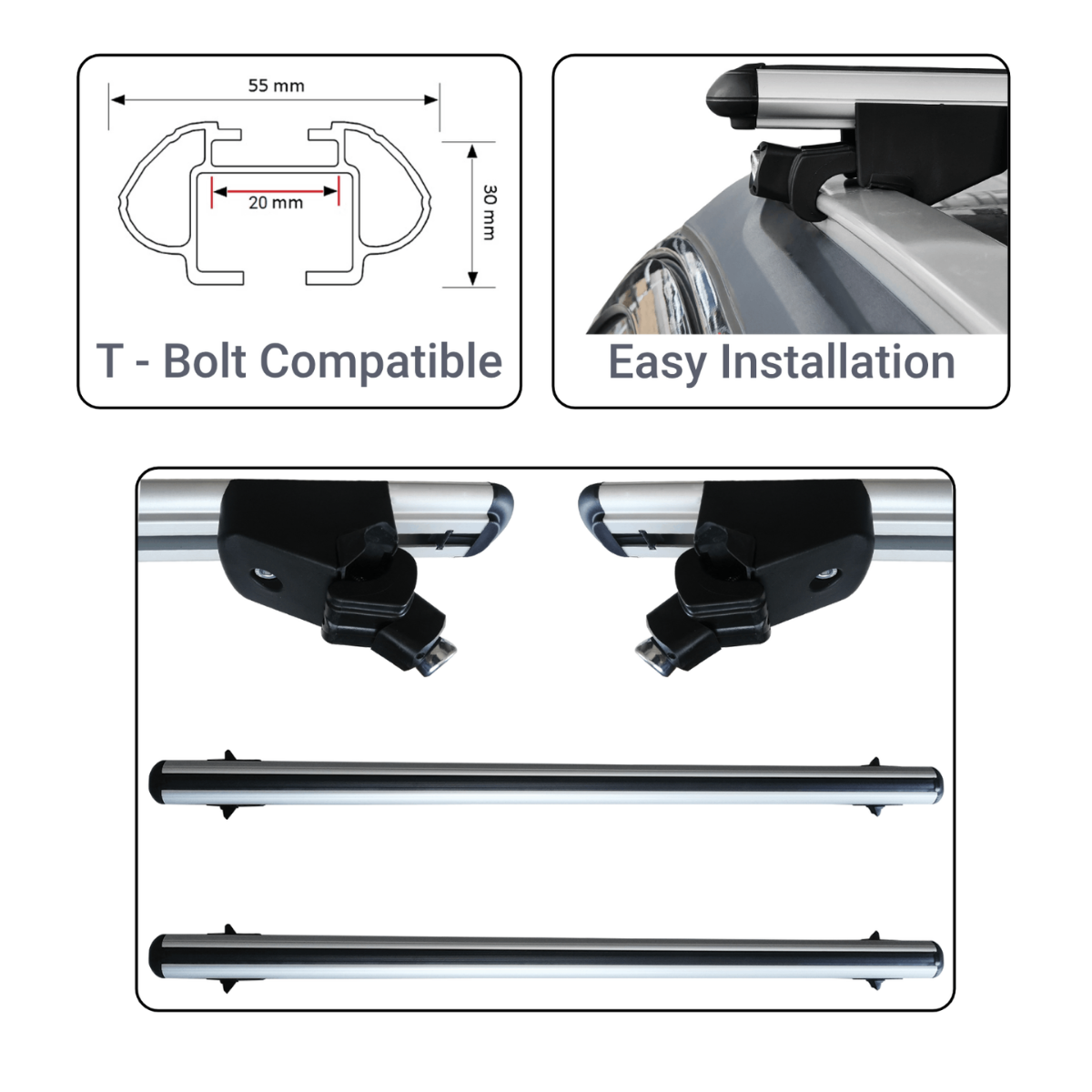 Mitsubishi Outlander PHEV 2022-2024 Roof Rack Cross Bars Flush-mounted Rails Kanca Model